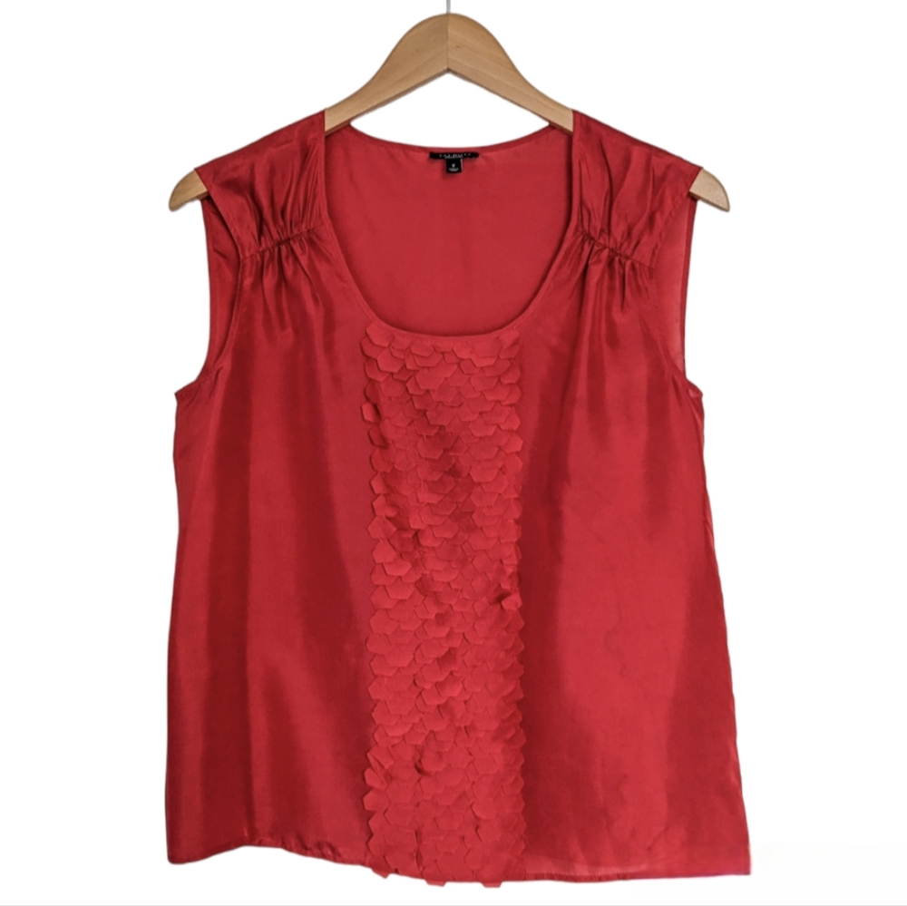Talbots Red Silk Sleeveless Fish Scale Blouse | Size 8